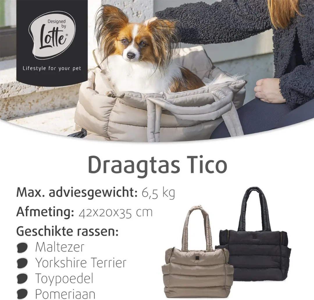 Designed by Lotte Tico Draagtas Hond - Antraciet - 42x20x35cm