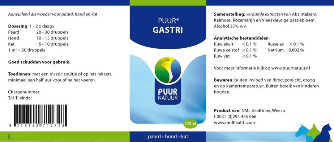 Puur Natuur Gastri Spijsvertering 100ml - Hond/Kat/Paard