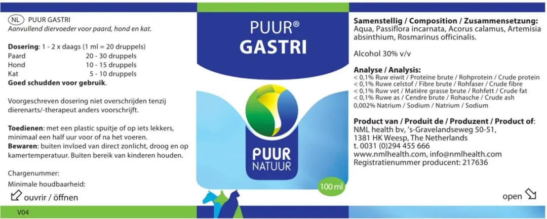 Puur Natuur Gastri Spijsvertering 100ml - Hond/Kat/Paard