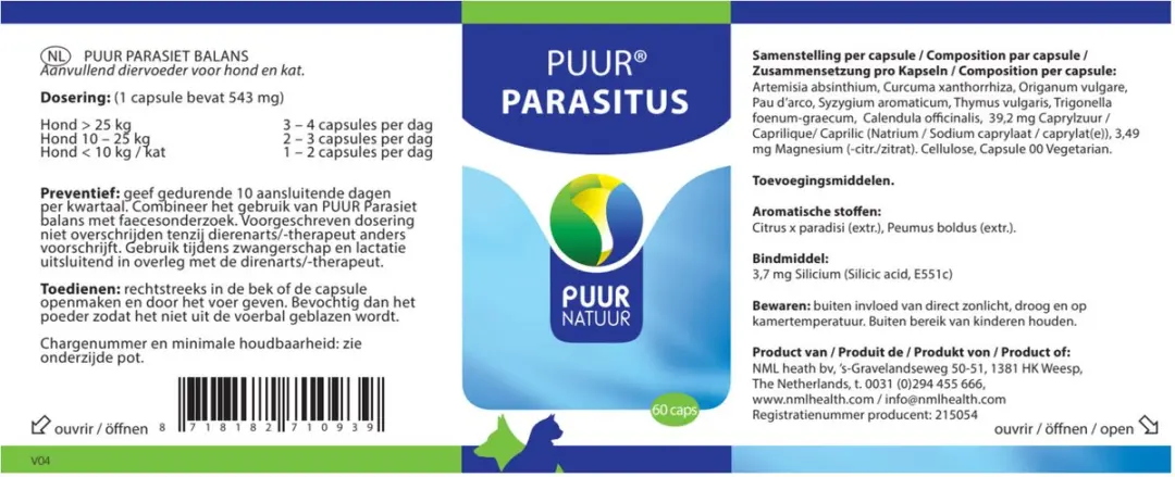 Puur Parasiet Balans - 60 Capsules