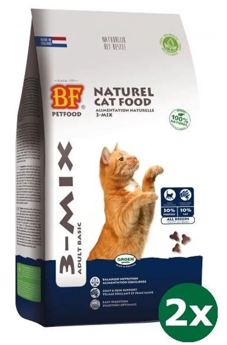 Biofood kattenvoeding kat 3-mix kattenvoer 2x 2 kg