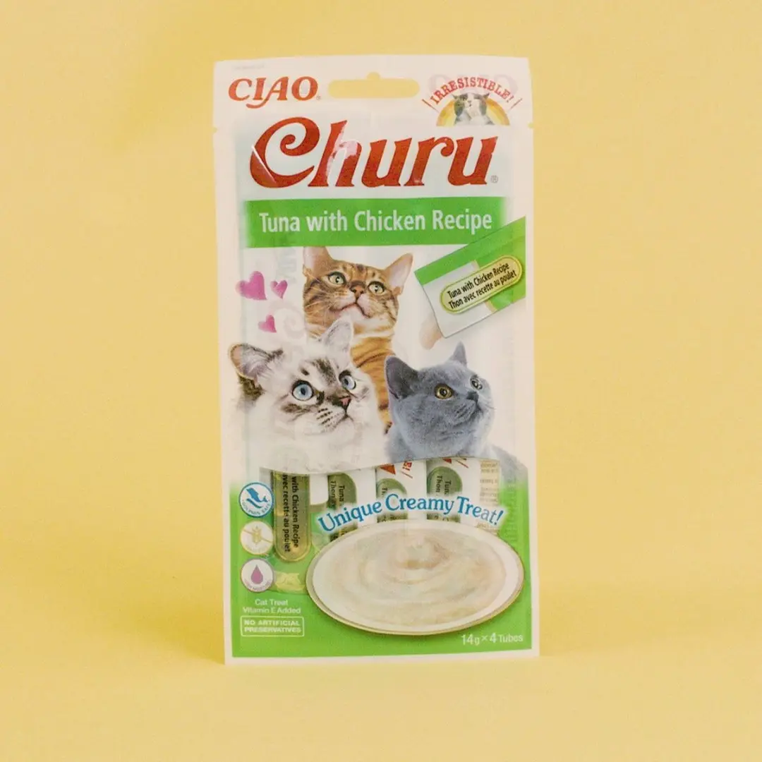 Inaba Churu Purée Kattensnack Tonijn Kip - 4x14g