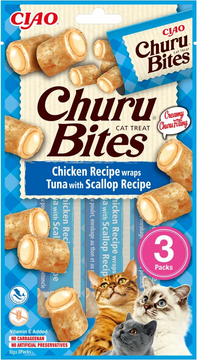 Inaba Churu Bites Tonijn Jacobsschelp - 3x10g
