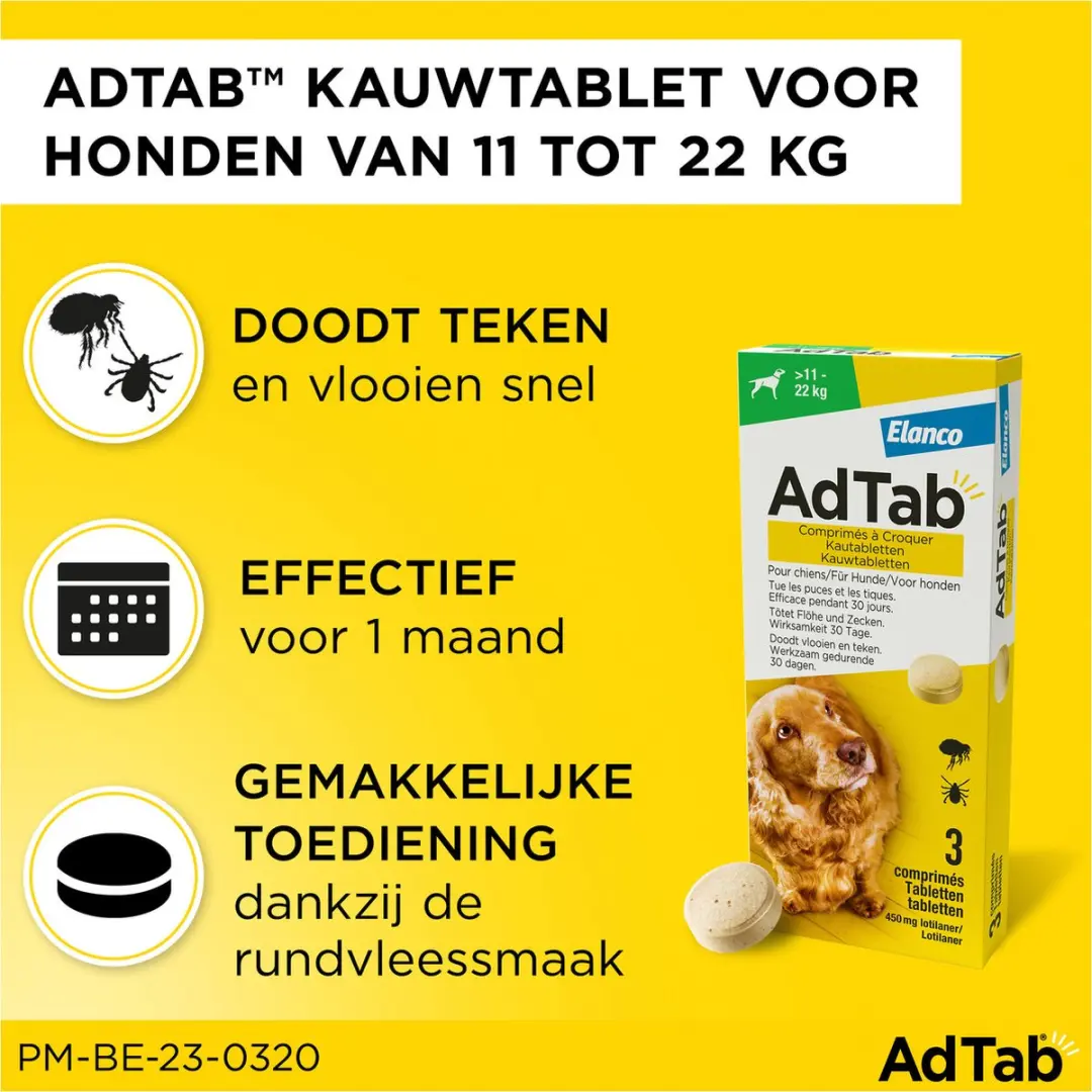 Adtab Kauwtablet Voor Honden Anti Vlooien & Teken 3 Stuks - afbeelding 2 van 6
