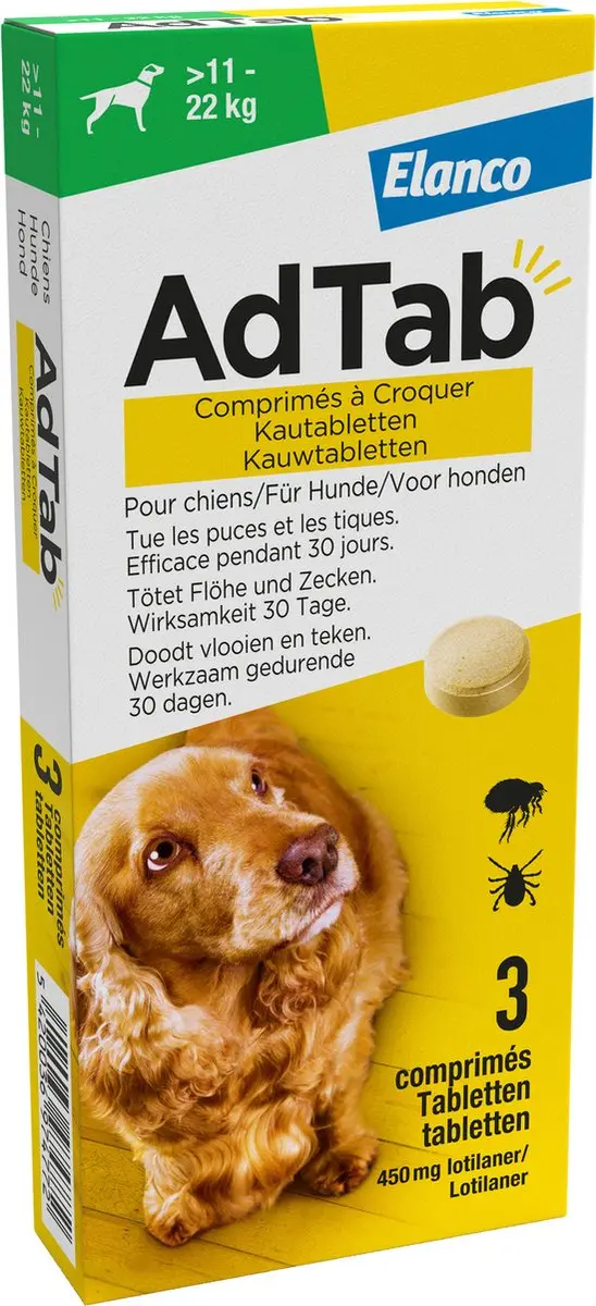 Adtab Kauwtablet Voor Honden Anti Vlooien & Teken 3 Stuks