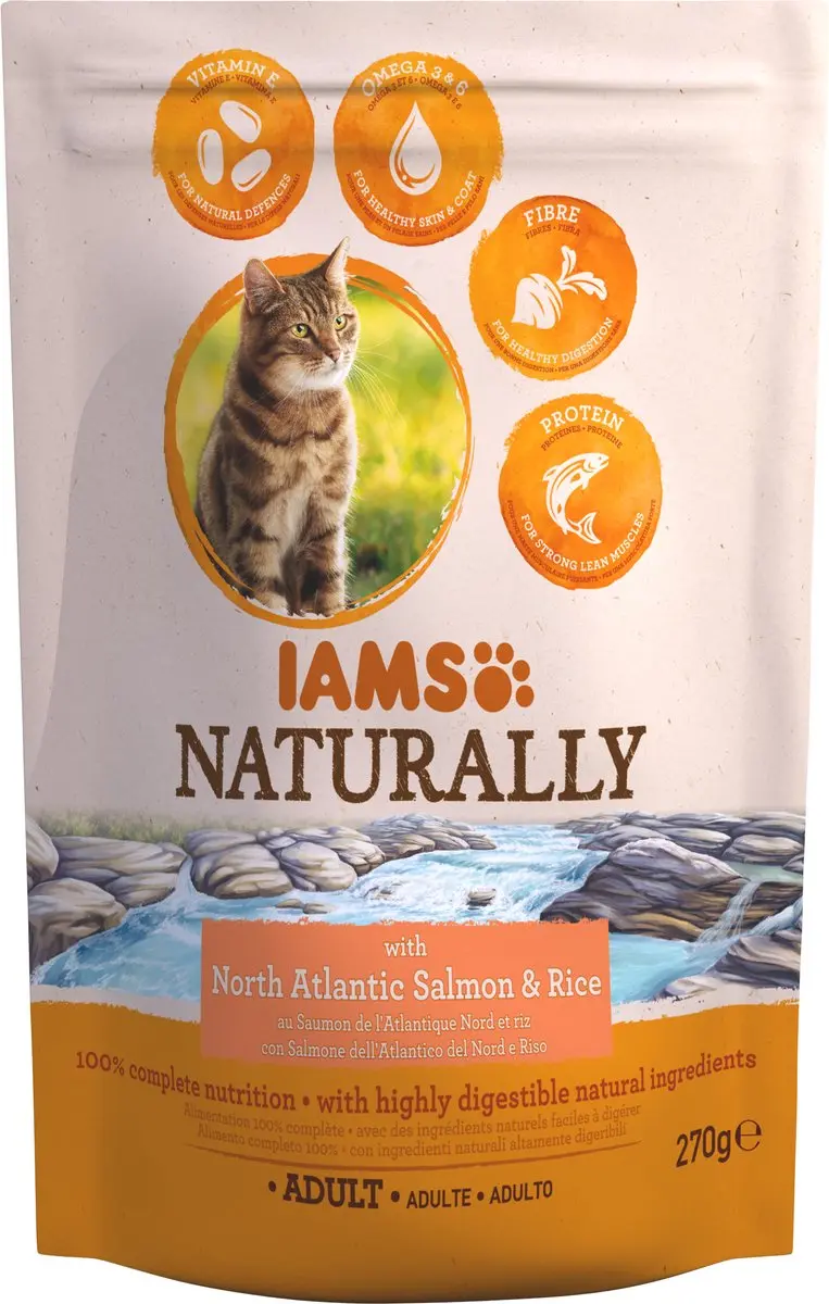 Iams Naturally Cat Adult Zalm & Rijst 2.7kg