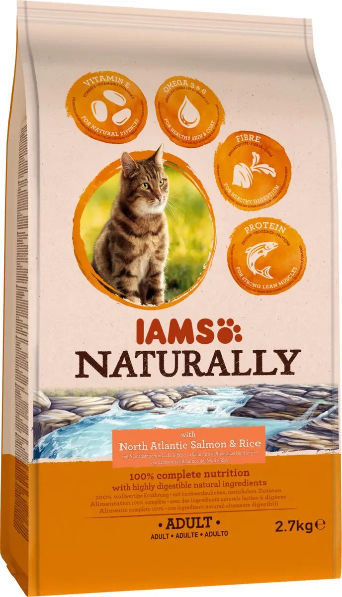 Iams Naturally Cat Adult Zalm & Rijst 2.7kg