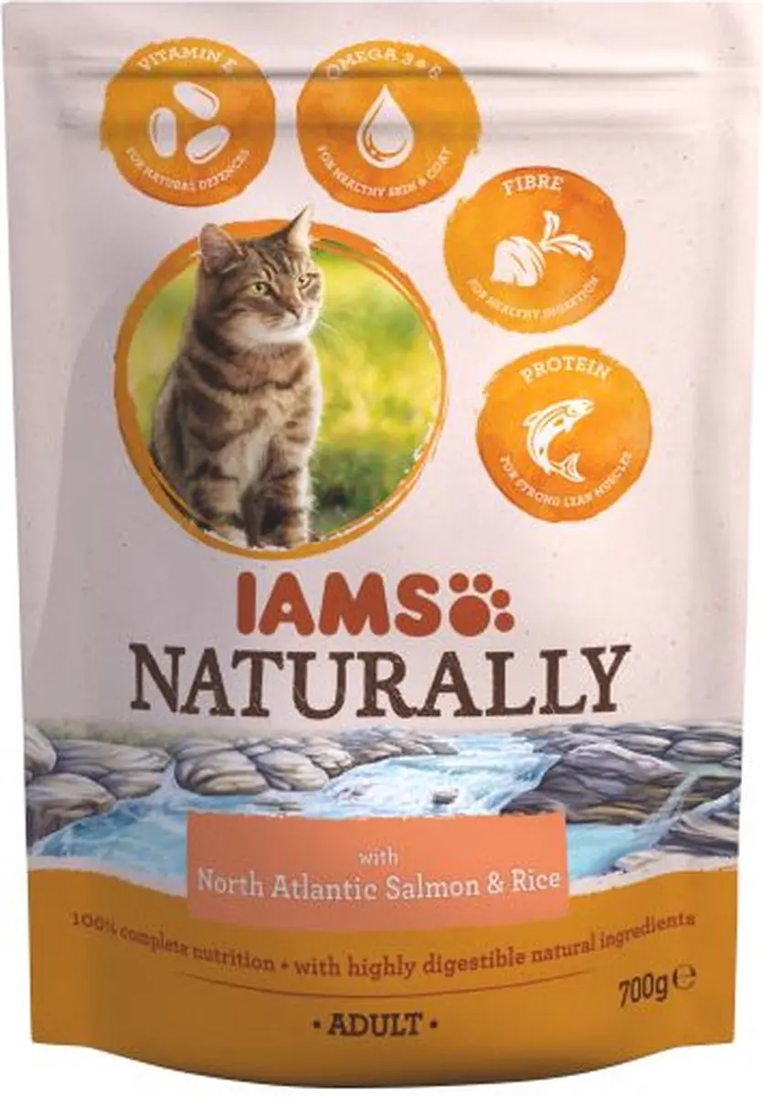 Iams Naturally Cat Adult Zalm & Rijst 2.7kg