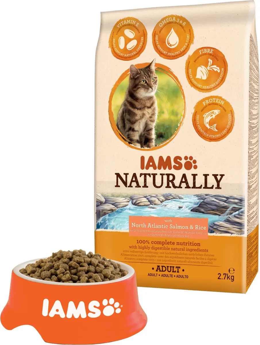 Iams Naturally Cat Adult Zalm & Rijst 2.7kg