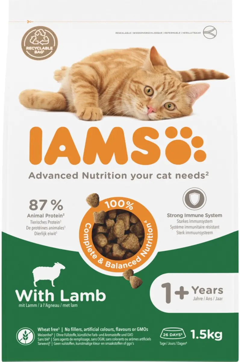 Iams Kat Adult Lam 1,5kg - 4 Stuks