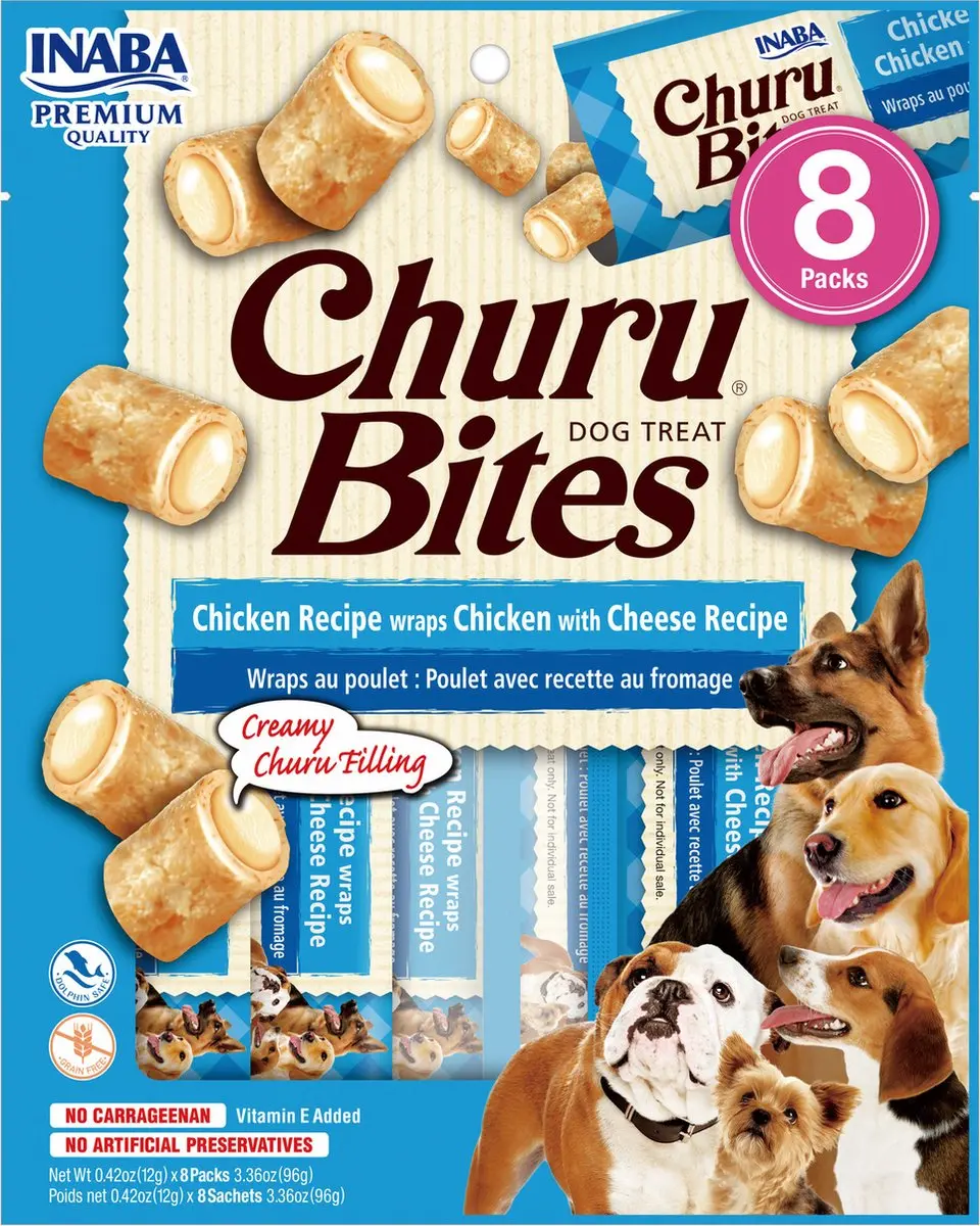 Inaba Bites Kip Kaas Hondensnacks 8x12g