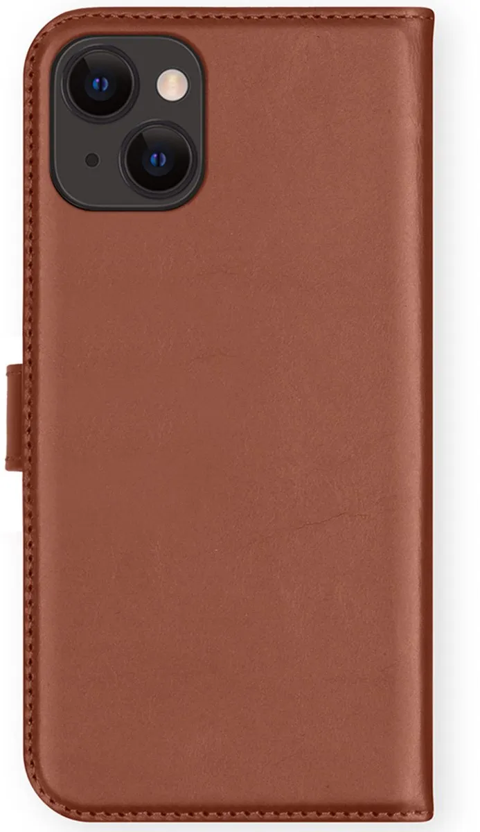 Selencia Hoesje iPhone 13 Lichtbruin - Lederen Bookcase - 3 Pasjes