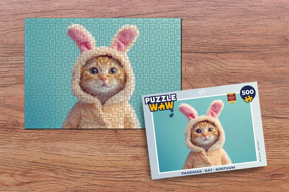 PuzzleWow Paashaas Kat Kostuum Legpuzzel 500 Stuks - Blauw