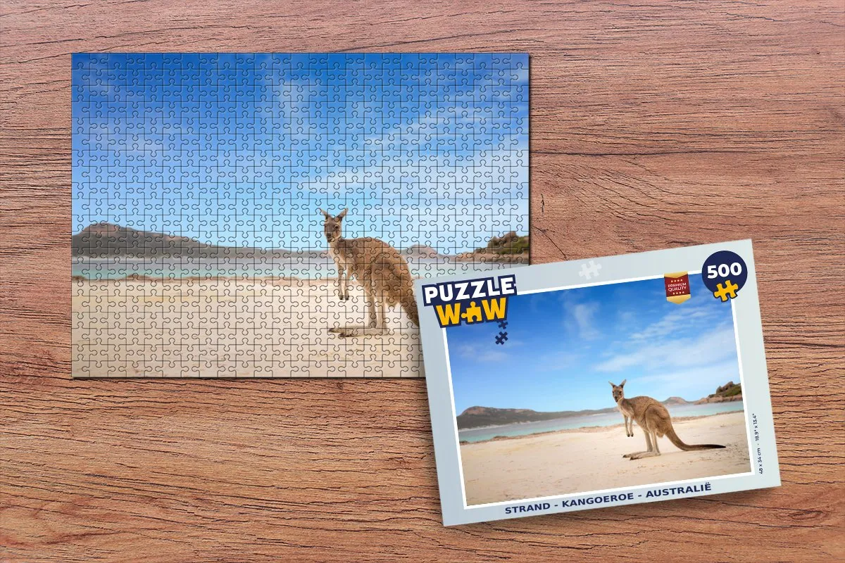 PuzzleWow Strand Kangoeroe Australië Legpuzzel 500 Stuks - Multicolor