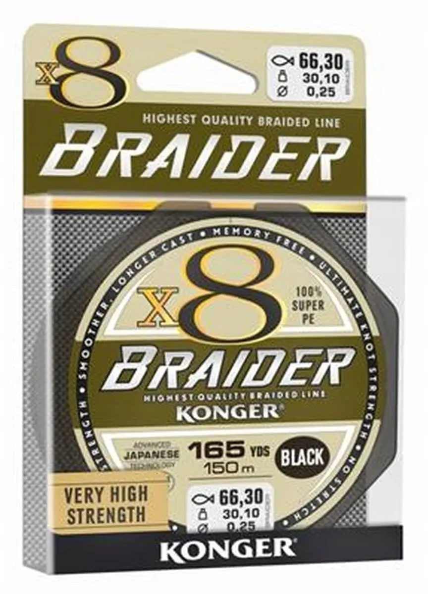 Konger Braider X8 Vislijn 0.06mm 150m Zwart