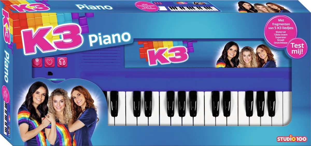 K3 Speelgoedinstrument - Piano met drumpad - Met fragmenten van 5 K3 liedjes - Inclusief batterijen
