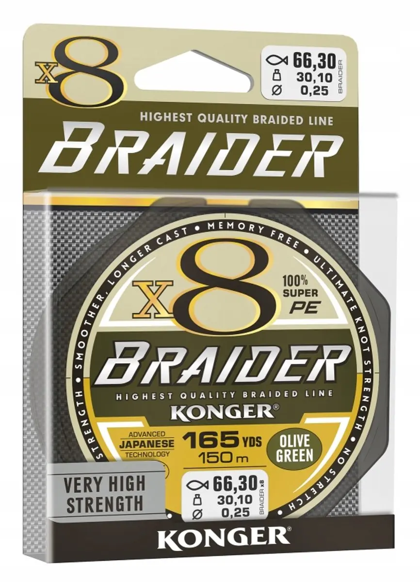 Konger Braider X8 Vlechtlijn Olive Green 0.25mm