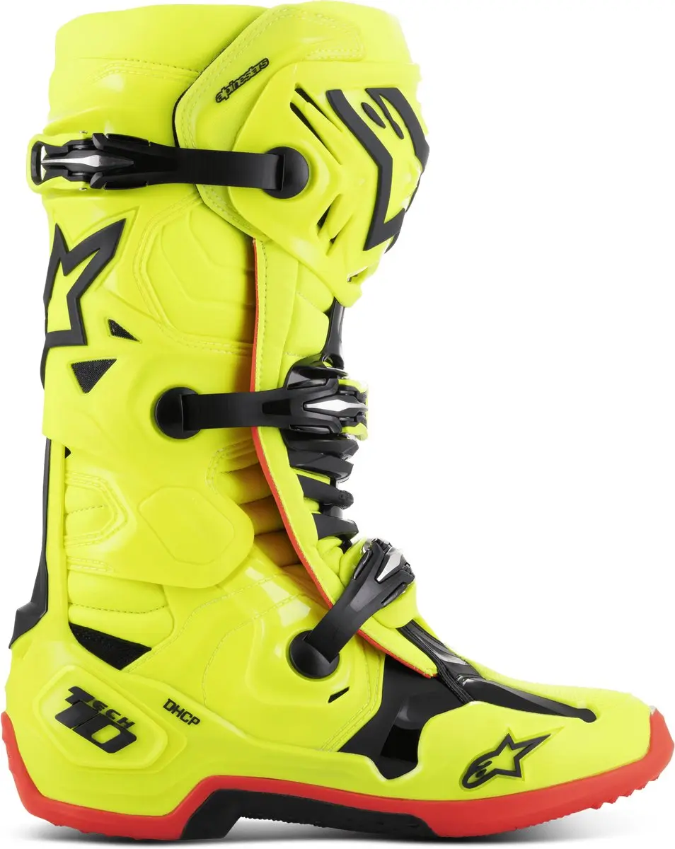 Alpinestars Tech 10 Schoenen - Maat 44/45 - Geel Fluo/Zwart/Rood Fluo - afbeelding 2 van 2