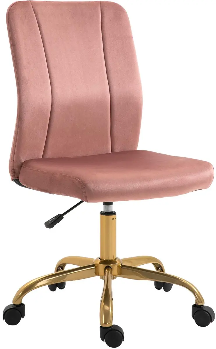 Vinsetto-bureaustoel-fluweel (100% polyester)-56x60x102cm-roze, goud
