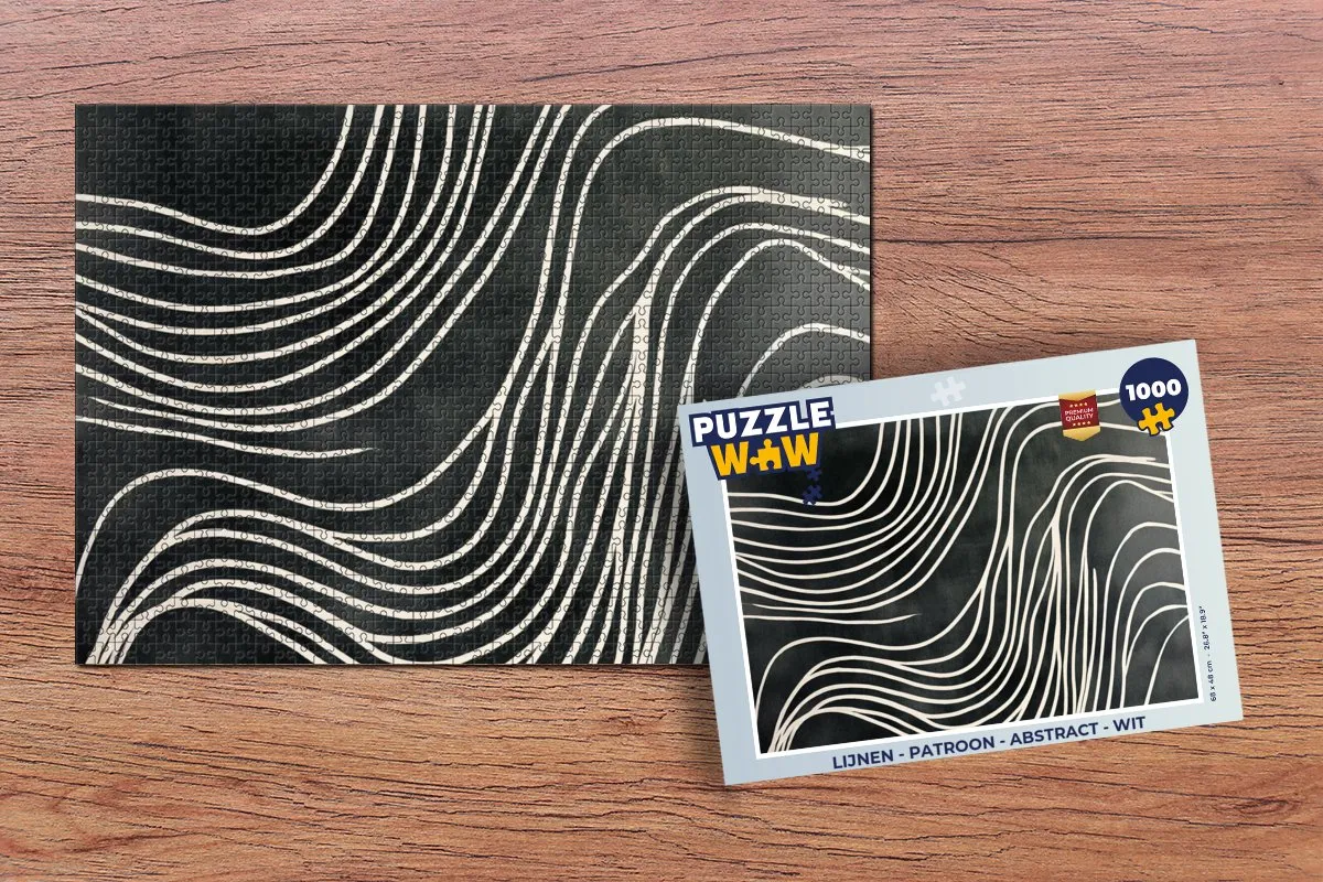 PuzzleWow Lijnen Abstract Legpuzzel 1000 Stuks - Wit