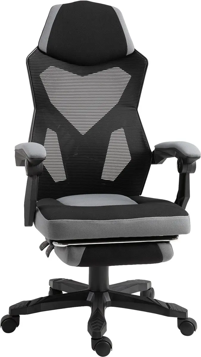 Vinsetto-Bureaustoel-58x63x122cm-Stof-Grijs