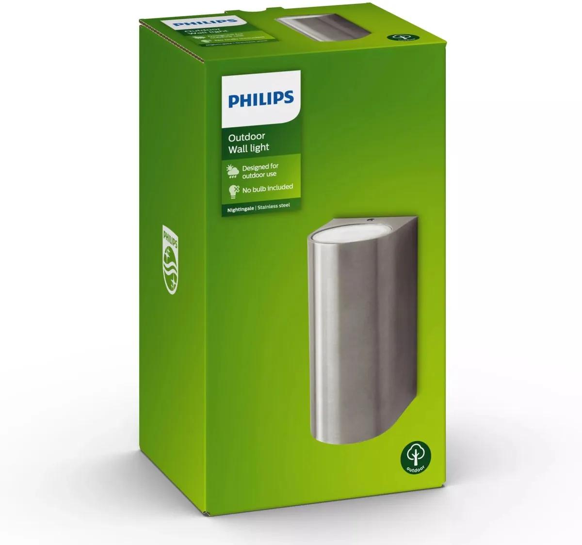 Philips Nightingale Wandlamp RVS - Warm wit 2700K - IP44
