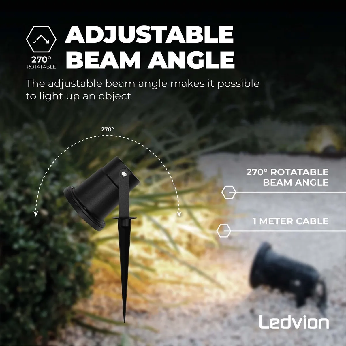 LEDVION 3x LED Prikspots IP65 5W 6500K - Zwart