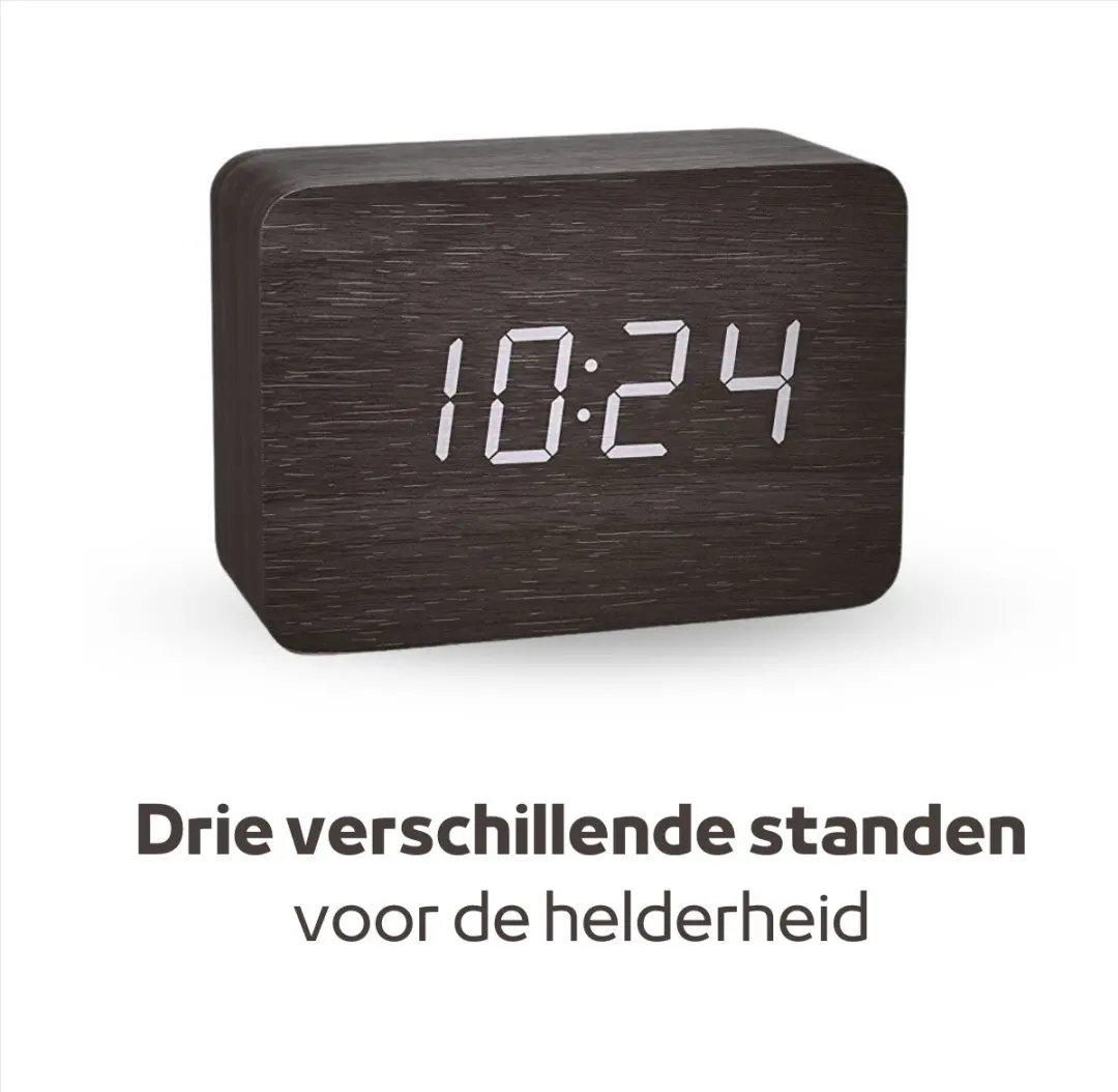 TFA Dostmann Wekker Zendergestuurd Hout Donkerbruin - afbeelding 3 van 6