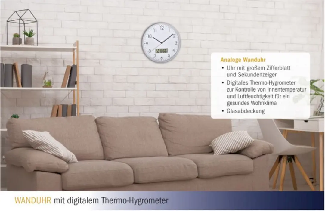 TFA Dostmann Quarz Klok 30.2cm - Wit - afbeelding 5 van 5