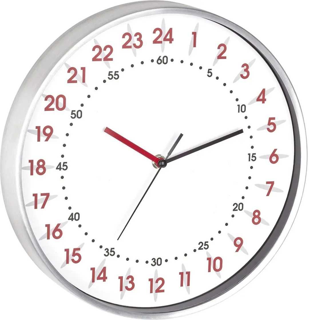 TFA Dostmann Wandklok 60.3069.02 - 24-uurs weergave - Rood/Zwart - afbeelding 2 van 3
