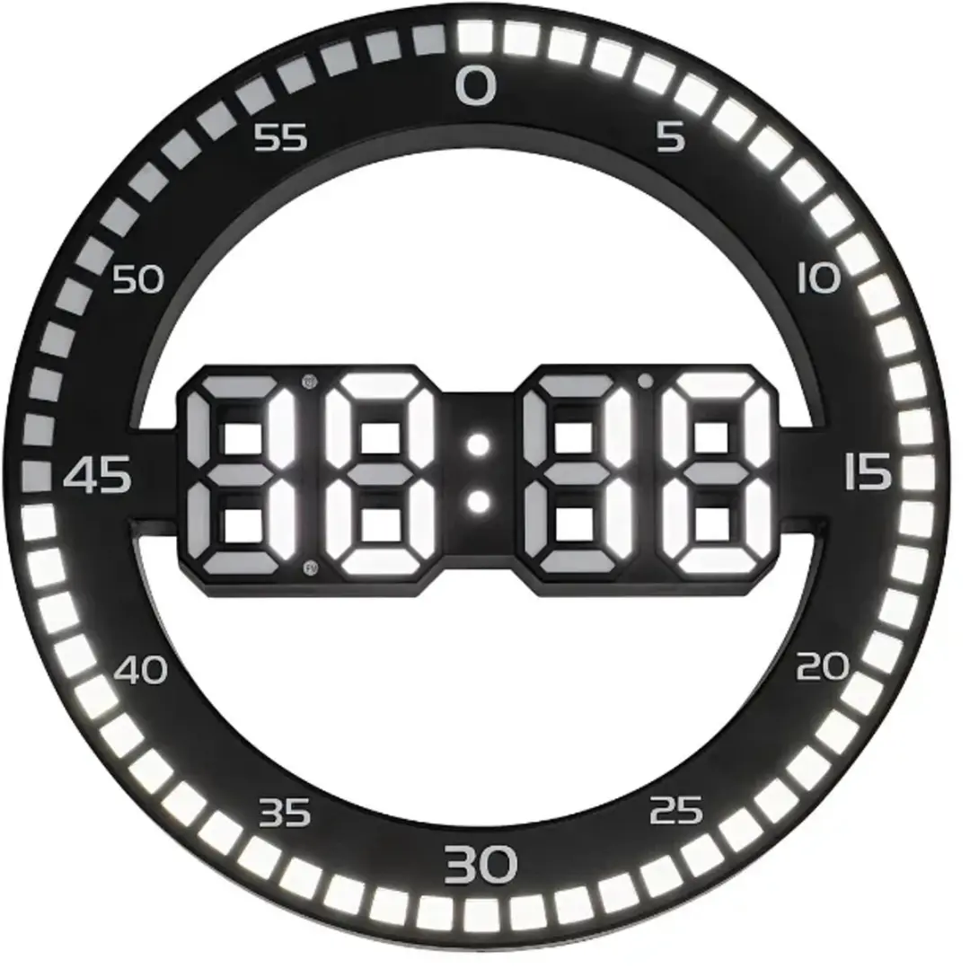 Dimbare digitale LED-tafel- en wandklok Ø 30,5 cm