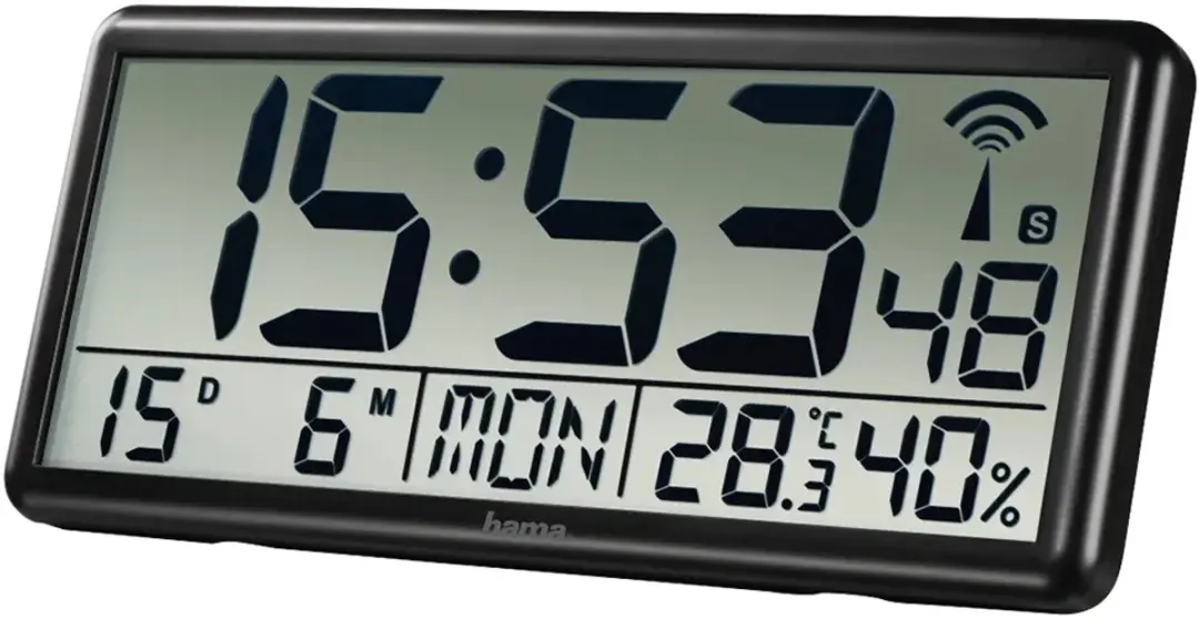 Hama Jumbo Radiogestuurde Wandklok - Zwart - afbeelding 2 van 6