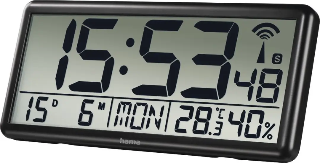 Hama Jumbo Radiogestuurde Wandklok - Zwart - afbeelding 4 van 6