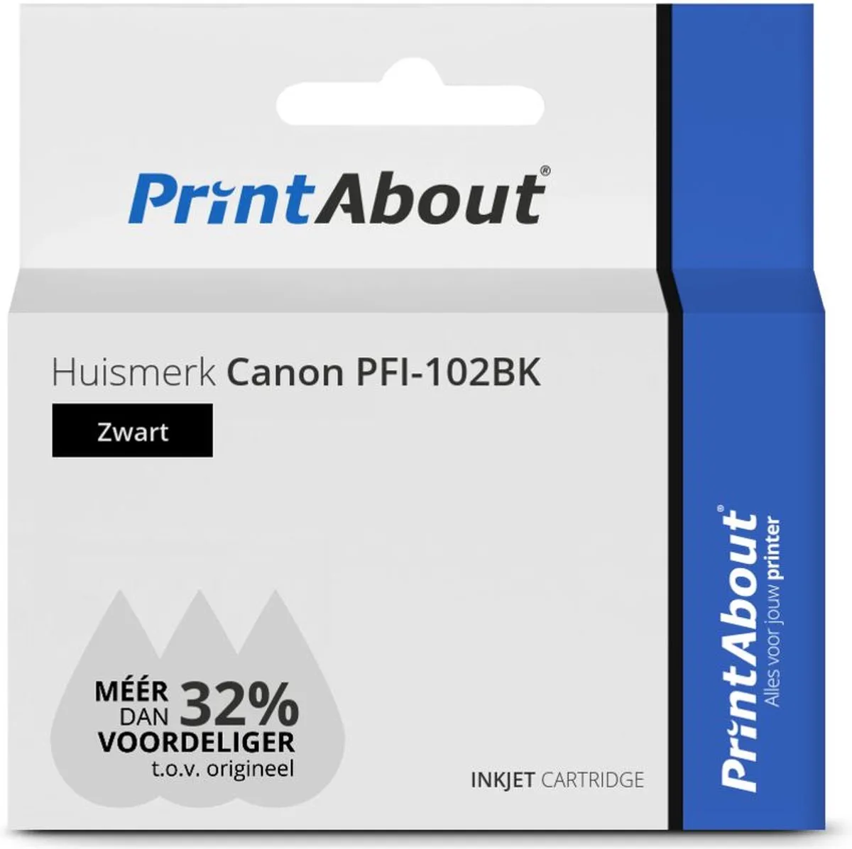 PrintAbout PFI-102BK Inktcartridge - Zwart - 130ml - o.a. Canon