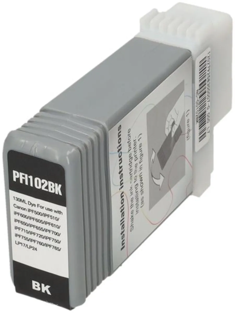 PrintAbout PFI-102BK Inktcartridge - Zwart - 130ml - o.a. Canon