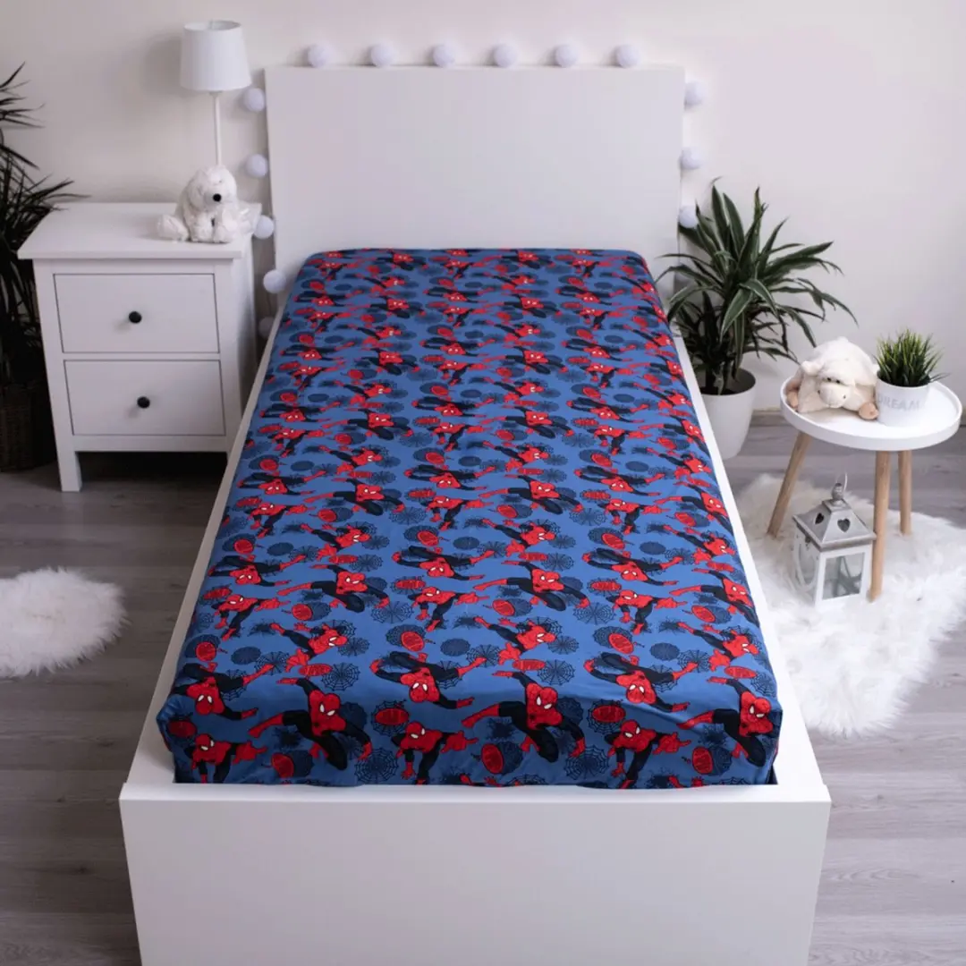 Spider-Man Hoeslaken Eenpersoons 90x200cm - Blauw - afbeelding 3 van 3
