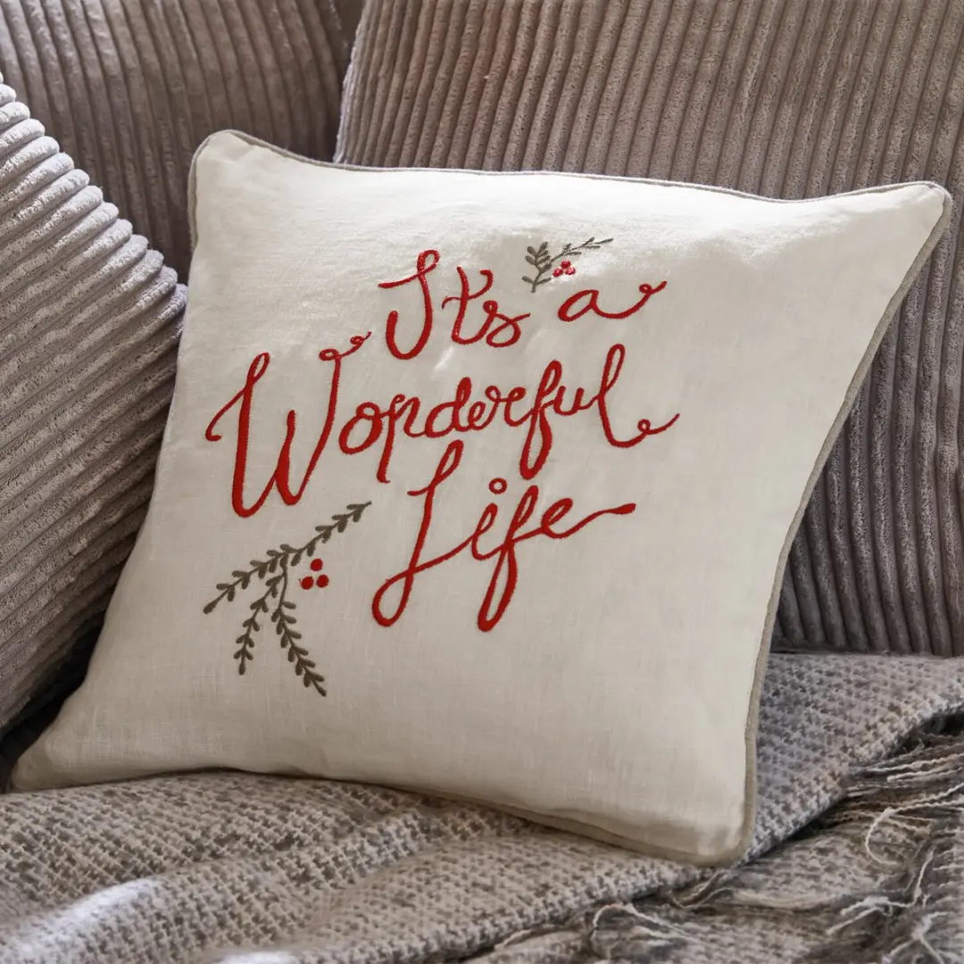 Loberon Kussenhoes Wonderful - beige/rood - afbeelding 6 van 6