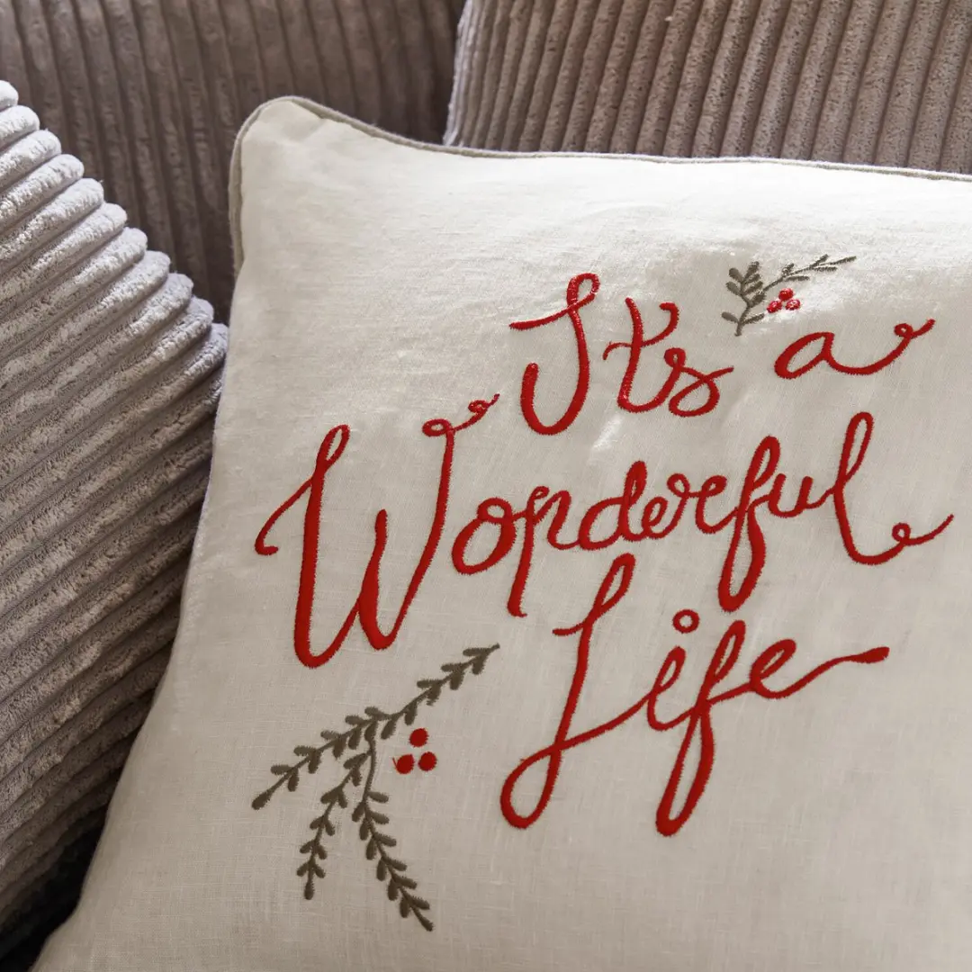 Loberon Kussenhoes Wonderful - beige/rood - afbeelding 5 van 6