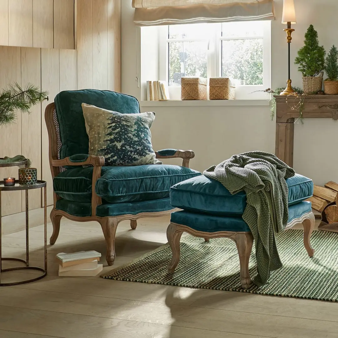 Loberon Kussenhoes Mierta - Beige/Groen - afbeelding 2 van 5