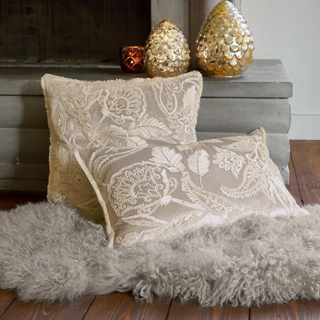 Loberon Kussenhoes Set 2 Stuks - Taupe/Champagne - afbeelding 4 van 4