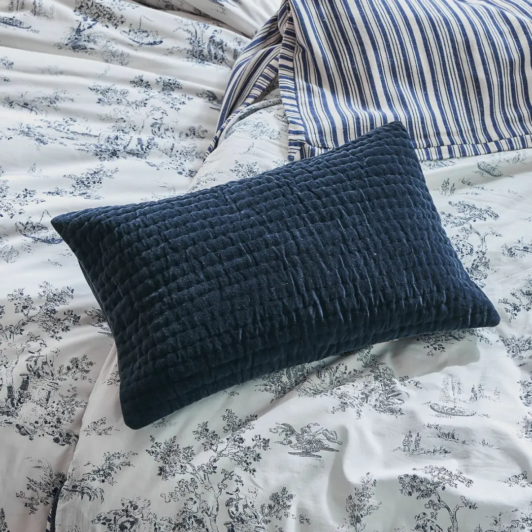 Loberon Kussenhoes Winklet - Blauw - afbeelding 2 van 5