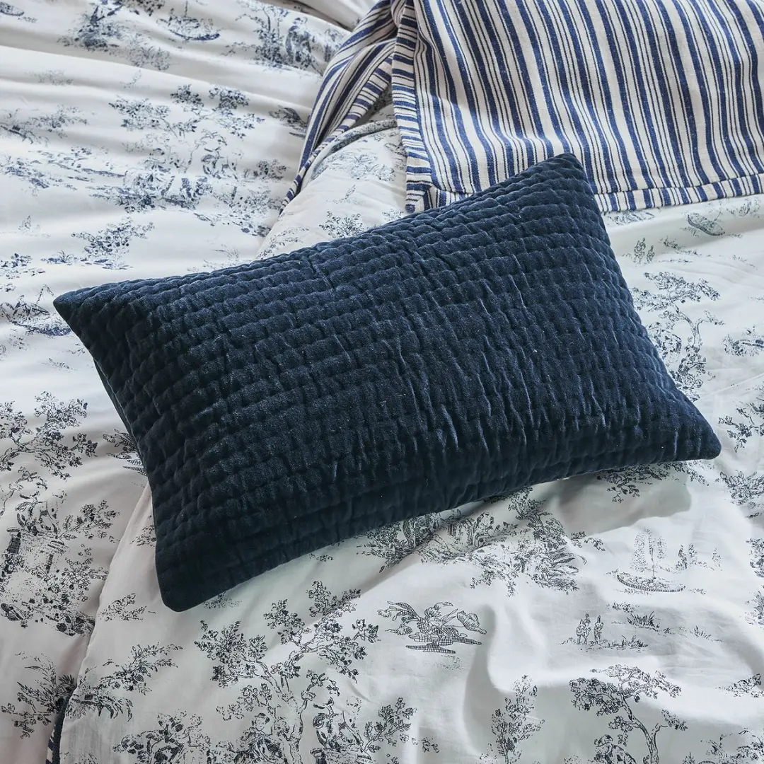 Loberon Kussenhoes Winklet - Blauw - afbeelding 4 van 5