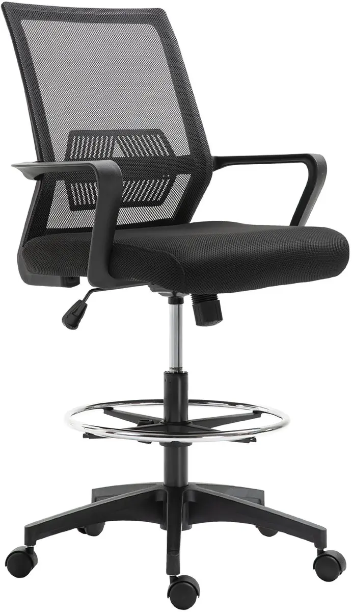 Vinsetto-Bürostuhl-Polyester, Kunststoff-64L x 59B x 104-124H cm-Schwarz