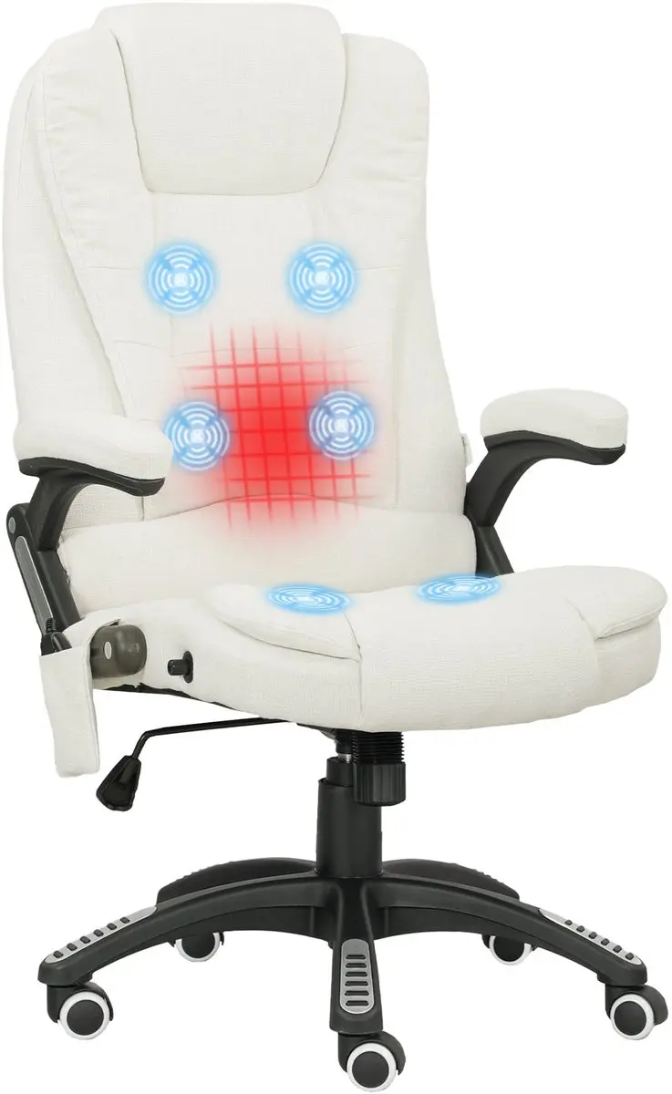 Vinsetto Massage Bureaustoel Linnenimitatie (100% polyester), schuim 67B x 74D x