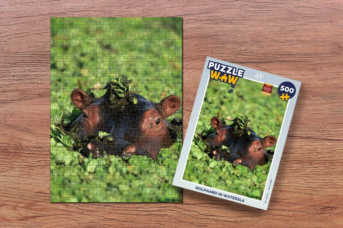 PuzzleWow Nijlpaard Legpuzzel 500 Stuks - Multicolor