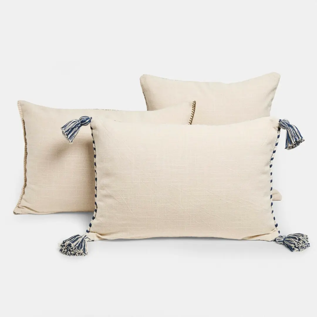Loberon Kussenhoes Set 3 Stuks - Maresas - Beige/Blauw - afbeelding 3 van 6