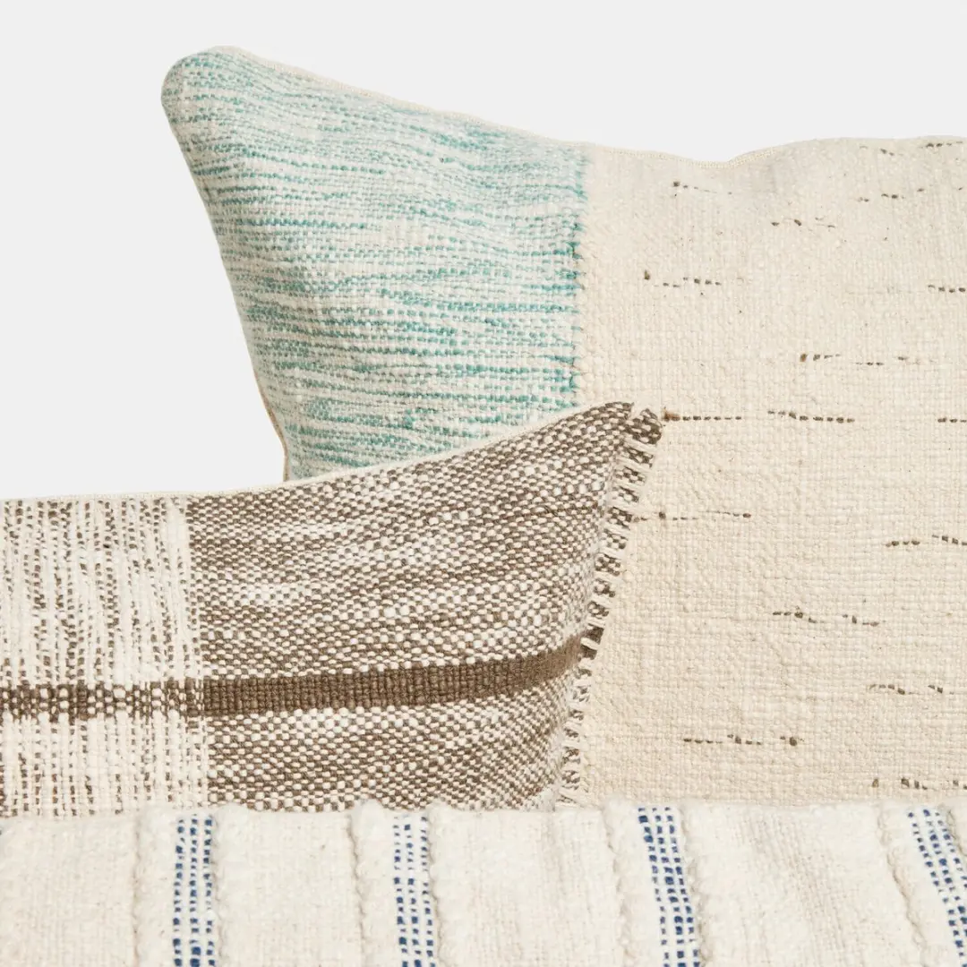 Loberon Kussenhoes Set 3 Stuks - Maresas - Beige/Blauw - afbeelding 6 van 6