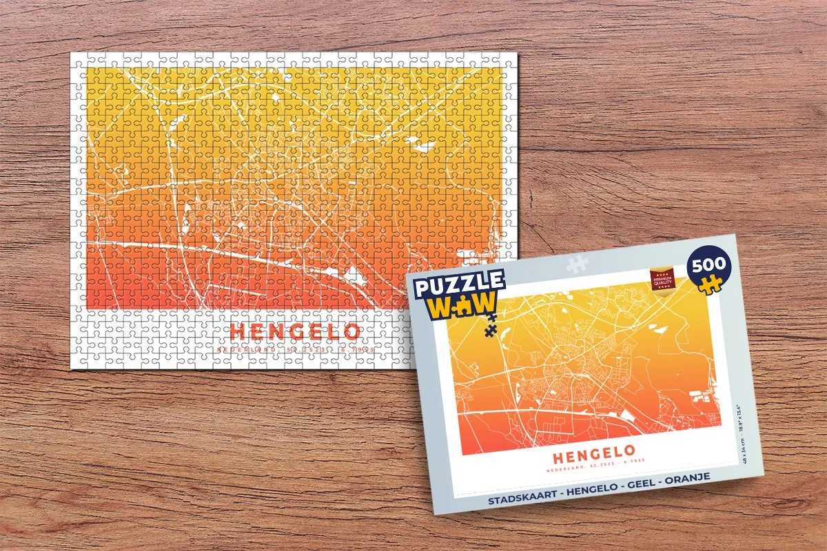 PuzzleWow Stadskaart Hengelo Legpuzzel 500 Stuks - Multicolor