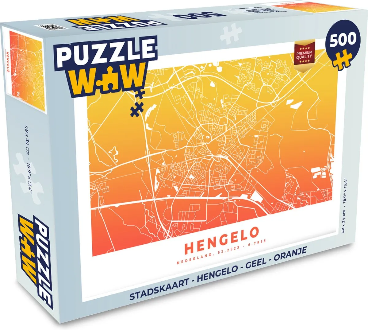 PuzzleWow Stadskaart Hengelo Legpuzzel 500 Stuks