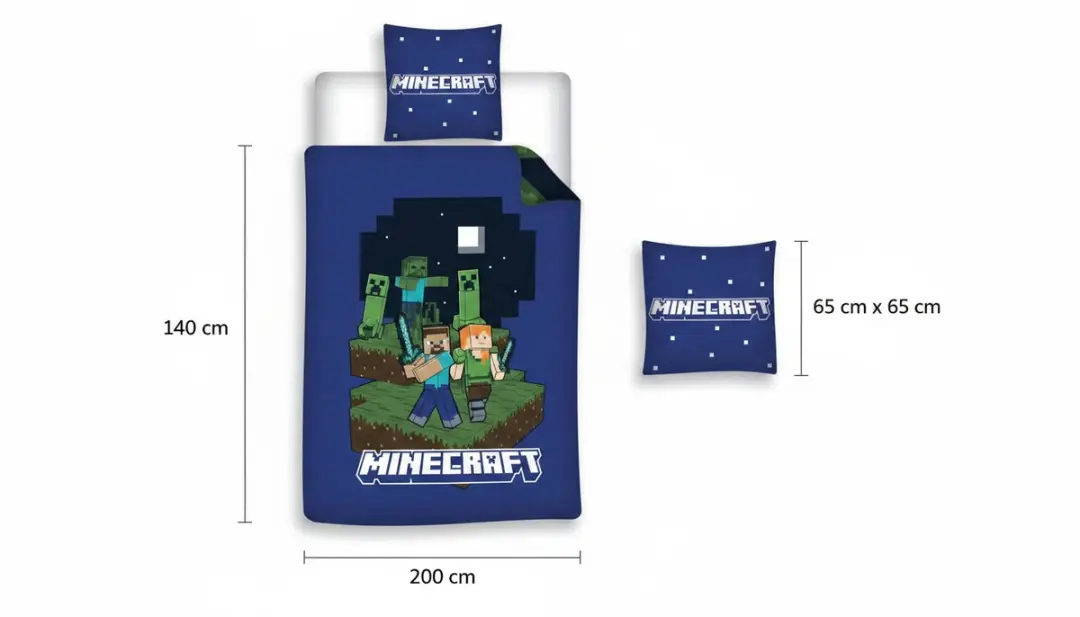Minecraft Dekbedovertrek Fight 140x200cm - Blauw - afbeelding 5 van 6